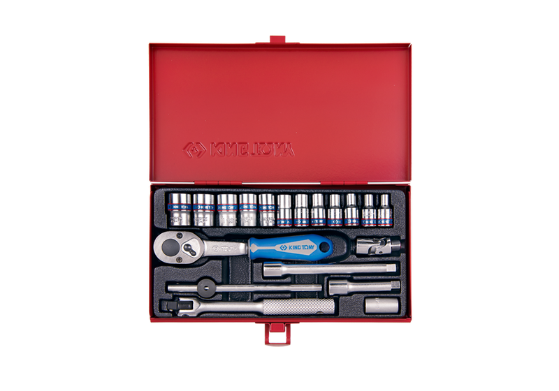 King Tony 1/4'' 19 Piece 6Pt Socket Set 4-13mm