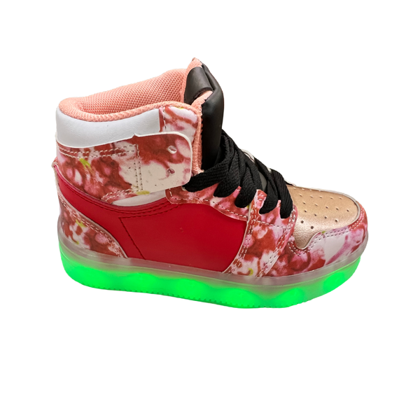 Kids High Top Shoes with Usb Charging Flashing Lights