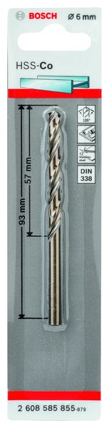HSS-Co DIN 338 6,0 x 57 x 93 mm