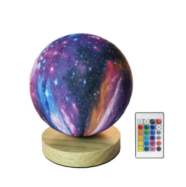 USB Rechargeable Rotating Galaxy Moon Lamp with Remote Control 18cm