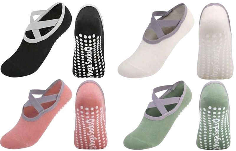 4-Pack Women's Luxe Pilates Socks - Non-Slip Grip for Yoga, Barre &amp; Beyond