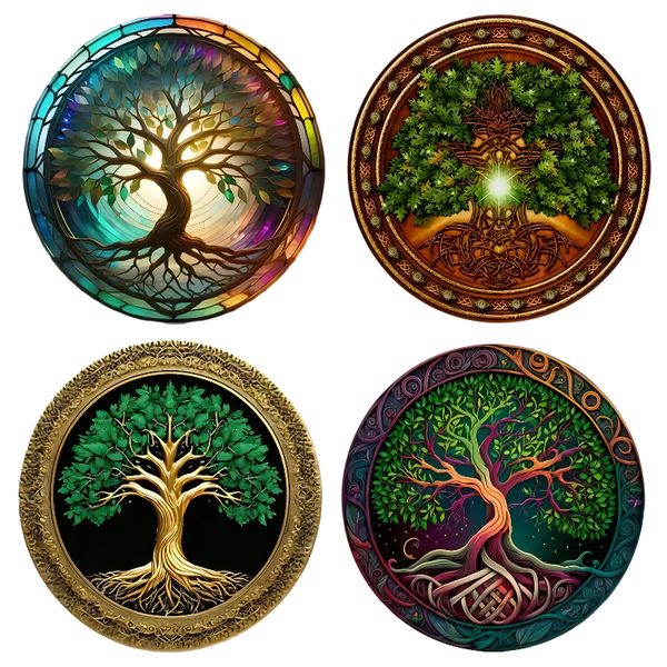 Set of 4 Tree of Life Wooden Coasters