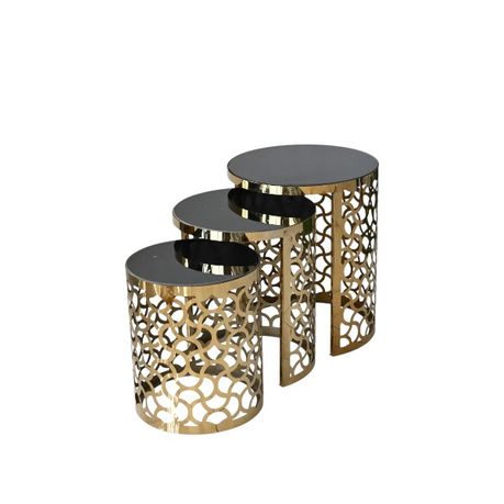 (Gold x Black) Glass Round Coffee Table Image