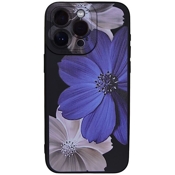 Black - Phone Case with Two Toned Flower Print - Iphone 15 Pro Max