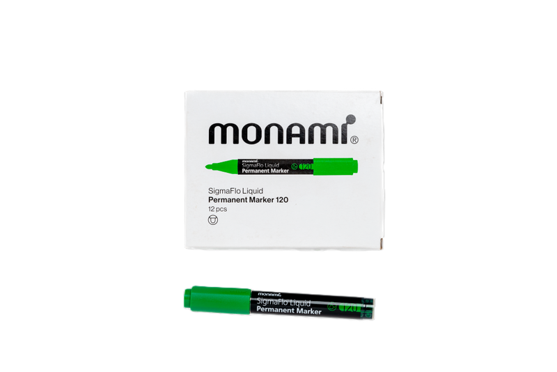 MONAMI Permanent Marker SigmaFlo Liquid 120 Bullet Box 12's Green