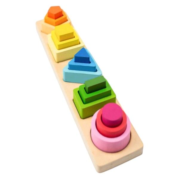 Montessori-Inspired Wooden Stacking Toy With Engaging Colors - Multi-Color