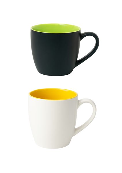2 Pack Wide Ceramic Coffee &amp; Tea Mugs Dual Color Interior Kitchenware