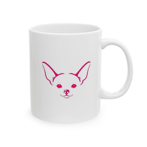 Chihuahua Coffee Mug - Minimal Pink Line Art Face