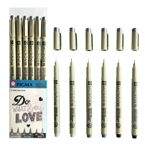 Sakura Pigma Micron Gray Tones Lettering Set 6