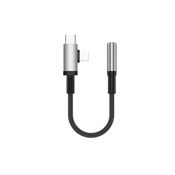 2-in-1 Lightning USB-C to 3.5mm Adapter Compatible with iPhone