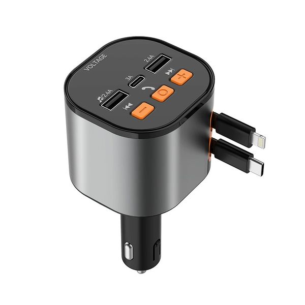 30W Car Charger with Bluetooth 5.3, FM Transmitter, USB-C, LED Display