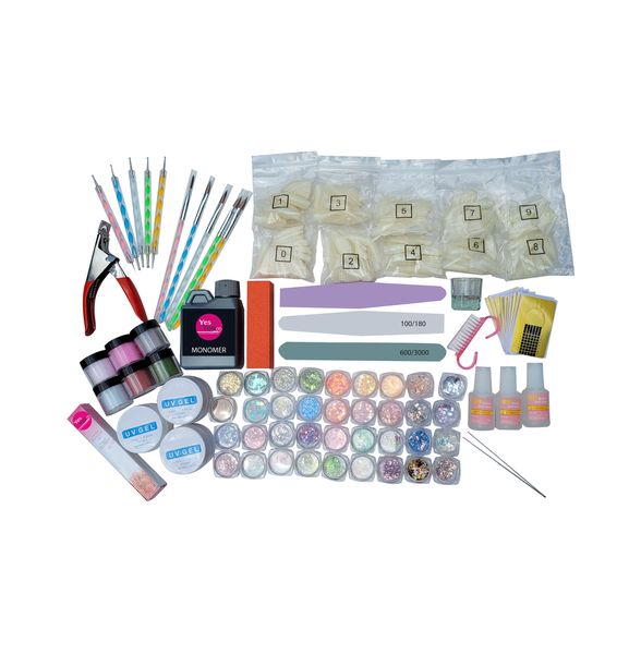 Professional UV Gel and Acrylic Powders Nail Kit - 58 Pieces