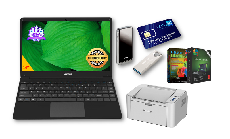 Mecer Intel Celeron 4GB-256GB SSD 14" Laptop BIG 1 Bundle-notebook