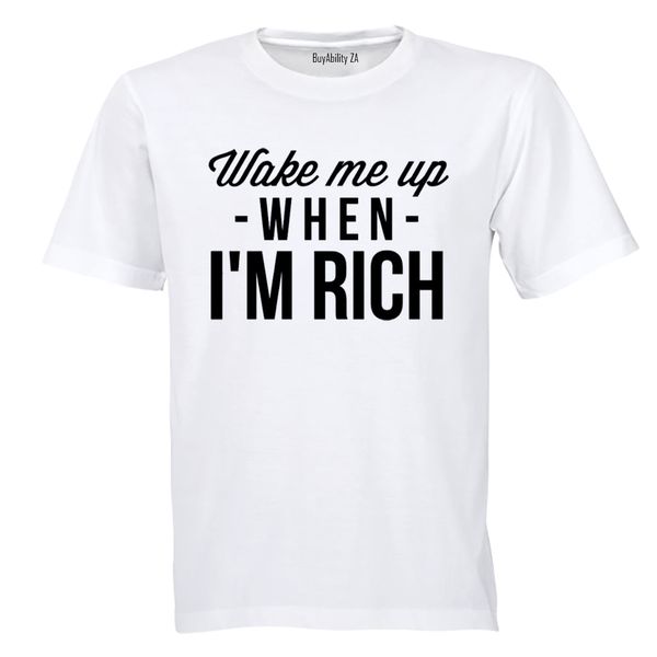 Wake Me Up When I'm Rich - Mens - T-Shirt - White