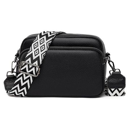 Crossbody Bag for Women Genuine Leather Wide Strap Shoulder Bag Image