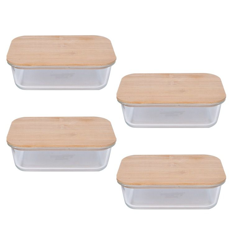 4-Piece Glass Food Storage Containers with Bamboo Lids | Shop Today ...