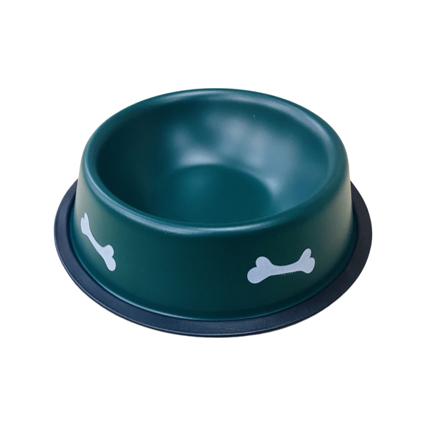 Green Stainless Steel Bowl Small with Bone Picture for Dogs and Cats