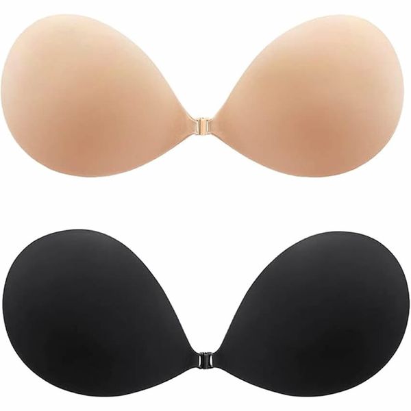 2Pcs Strapless Sticky Bra Push up Invisible Stick on Bra Adhesive Bras