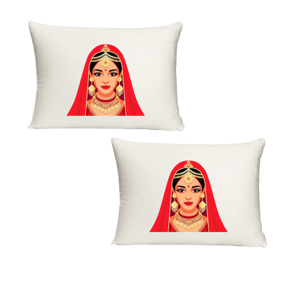 Katz Designs - Twin Pillow Cases - Polyester - Hindu Bride