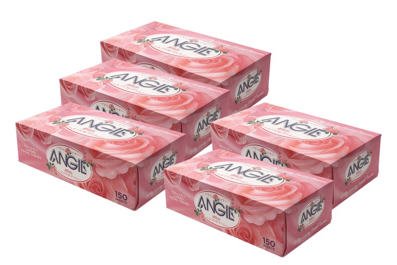 Tissues Facial 150s 2 Ply Pink Box 5 Pack