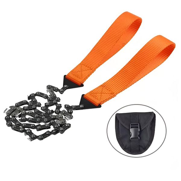 65cm Portable Steel Survival Pocket Hand Chainsaw with Nylon Belt - Orange