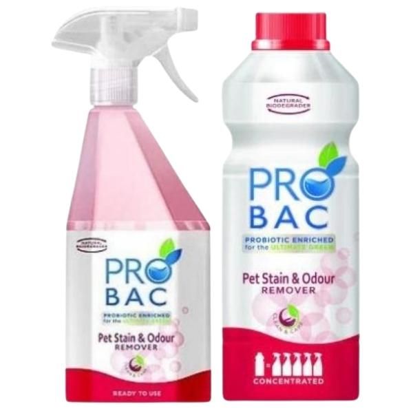 Probac - Pet Stain &amp; Odour Remover 750ml Sprayer and 1L Concentrated Refill