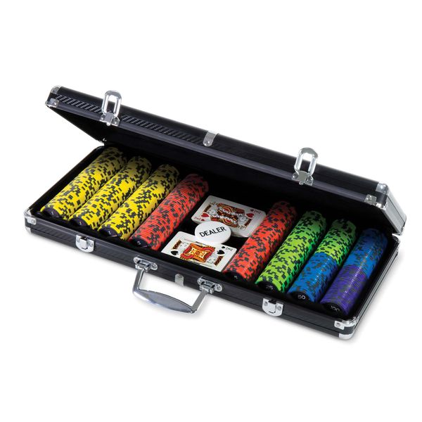 Ambassador ProPoker Carbon Fibre Poker Chip Set In Aluminum Case