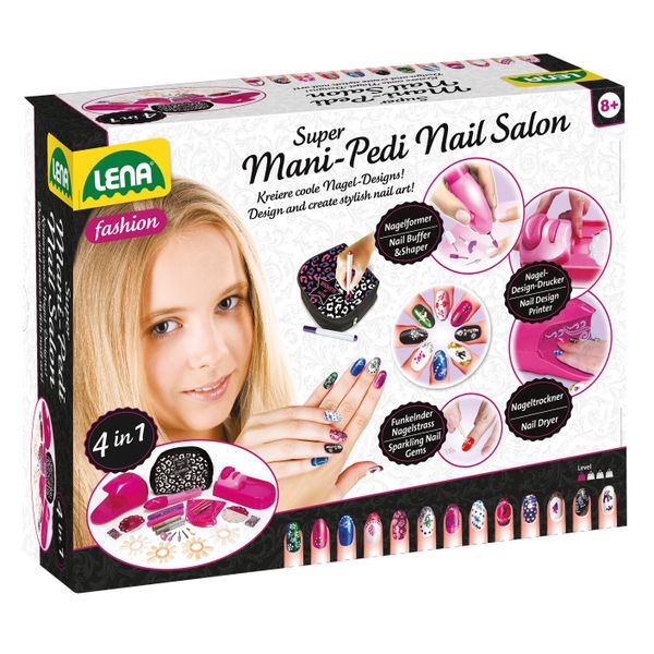 LENA Kids Nail Design Salon: Nails, Buffer, Beads, Design Stencil &amp; Printer