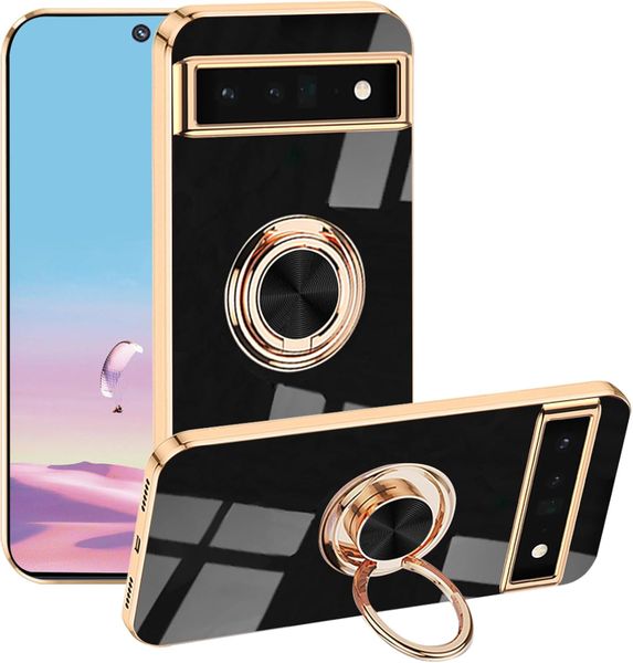 Electroplating TPU Ring Holder Phone Case Compatible With Google Pixel 6A