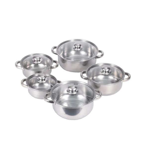 10-Piece Stainless Steel Cooking Pots with Glass Lids