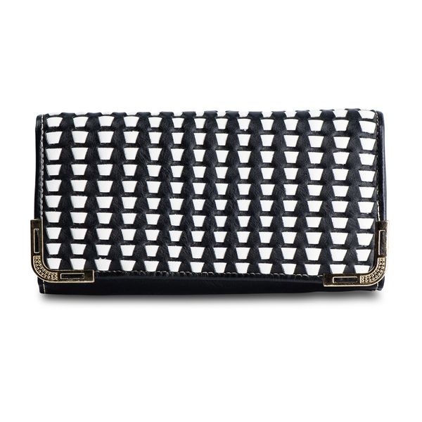 Tri-Fold Purse - Block Pattern - Black &amp; White - Medium