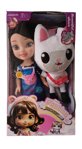 Gabbie Girl Fashion Doll and Plush Cat Playset