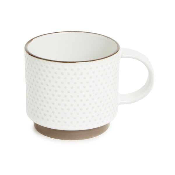 George &amp; Mason - Polka Dot White Textured 4 Pack Mugs