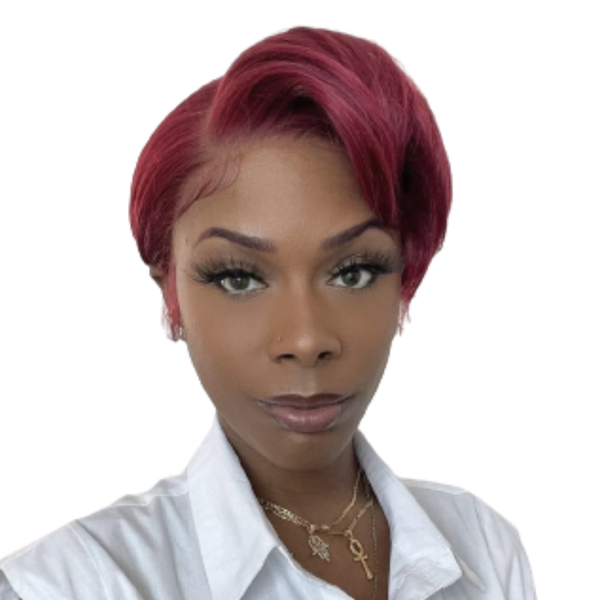 Brazilian Pixie Hair Frontal Wig, 99J 13x1 Part Wig.