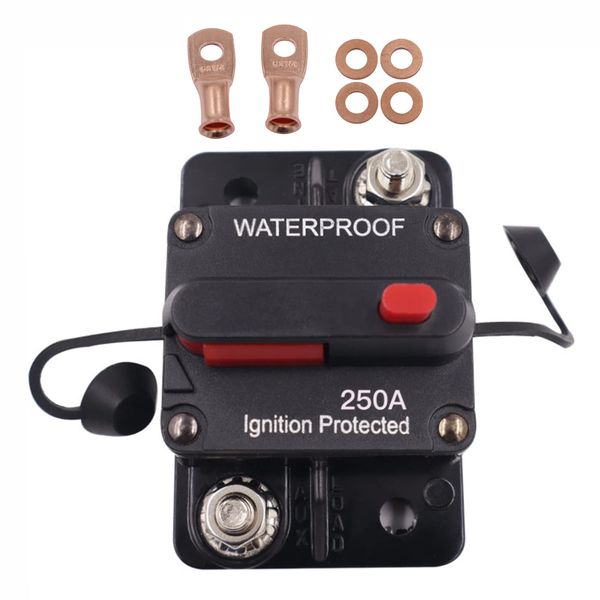Waterproof Circuit Breaker 250 Amp, 12V-48V DC, Manual Reset