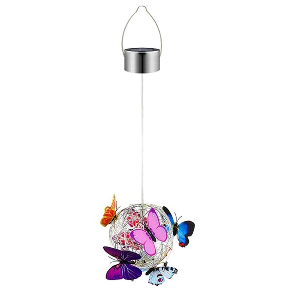 Garden Home Outdoor Multi Colour Butterfly Hanging Solar Light - 54CM