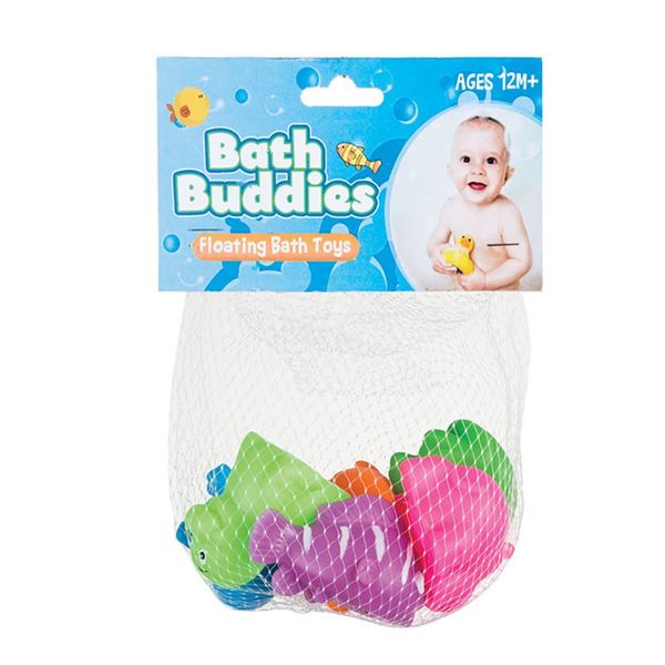 Bath Toys - With Squeak - Animals - Assorted Colours - 6 Piece - 8 Pack