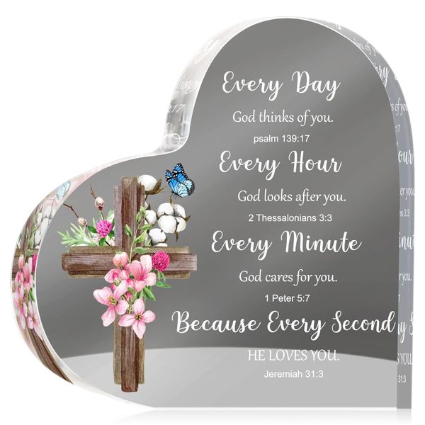 Acrylic Heart Plaque Spiritual Inspirational Gift with Bible Verse Prayers