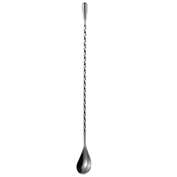 Stainless Steel Cocktail Mixing Spoon With Spiral Handle Design - Black