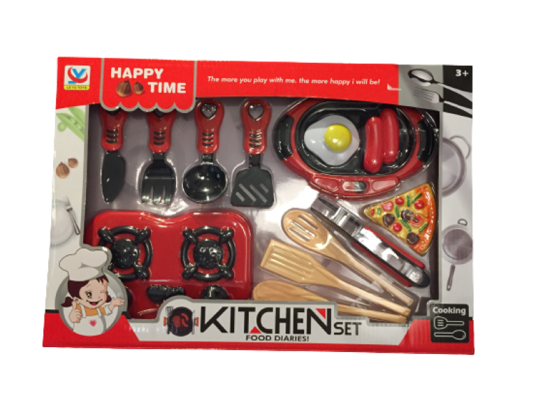 Happy Time Pretend Kitchen Cookers, Utensil and Food Set for Kids