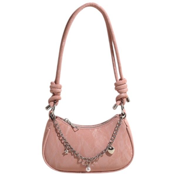 Charm Accent - Knot-Handle Shoulder Bag - Blush Pink