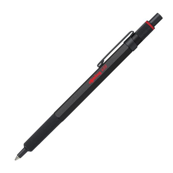 rOtring 600 Ball Pen Medium Black Ink Black Barrel GB
