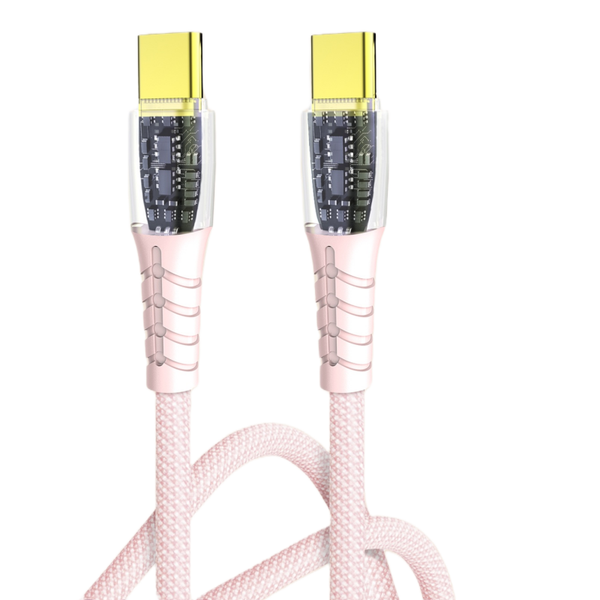 1M 60W Pink USB-C to USB-C Braided Fast Charging Cable