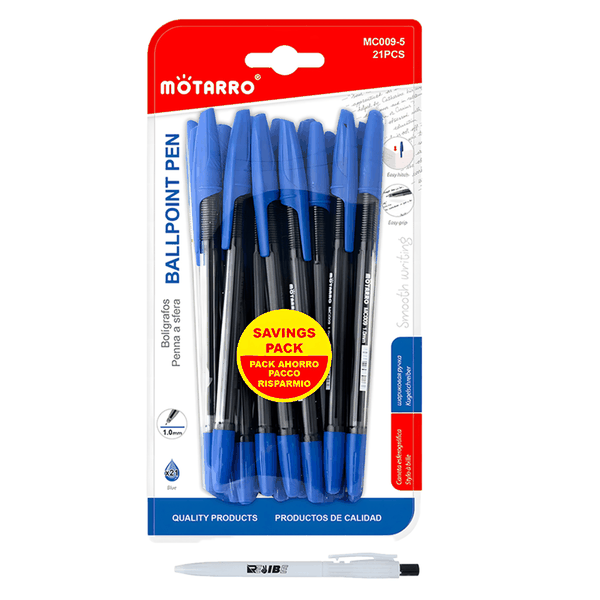 21Pcs Quality Blue Easy Grip Easy Hitch Ballpoint Pens With ReVibe Pen