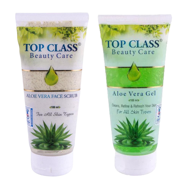 Top Class Aloe Vera Face Scrub 100ml &amp; Aloe Vera Gel 100ml Set