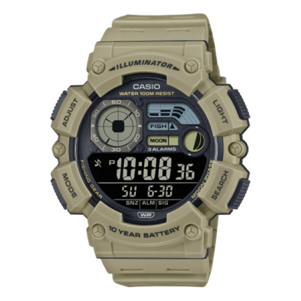 Casio WS-1500H-5BVDF Outdoor Spec - Fishing Timer &amp; Moon Phase - Tan