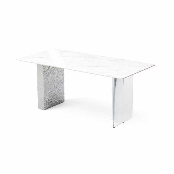 Ziyane - Marble Dining Table with Stainless Steel &amp; Acrylic Structure