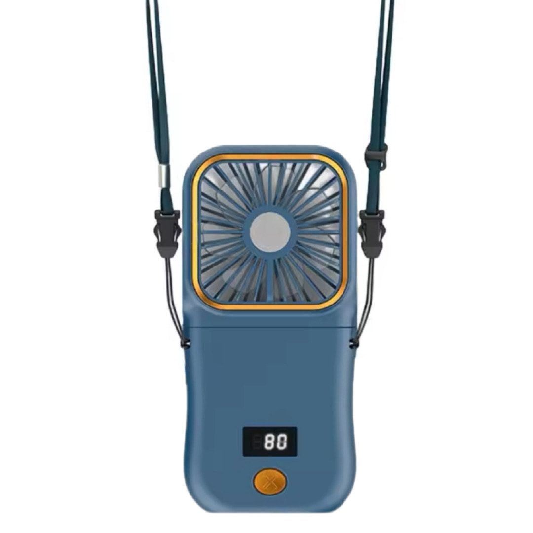 Foldable Hanging Fan with Built-In Power Bank (3000mAh) - Blue
