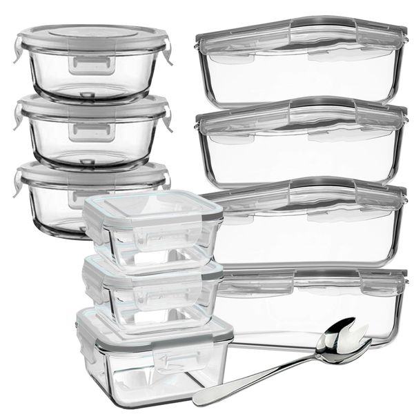 Glass Storage Containers with Lids Microwave Oven Dishwasher 11 Piece Set