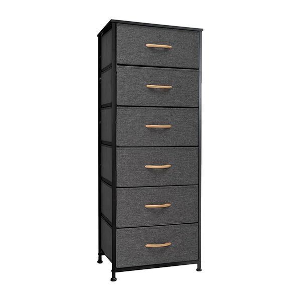 6-Tier Fabric Storage Cabinet - Black Durable Easy Assembly &amp; Stylish